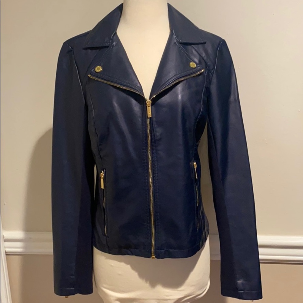 New Calvin Klein faux leather Jacket size S in Navy Blue